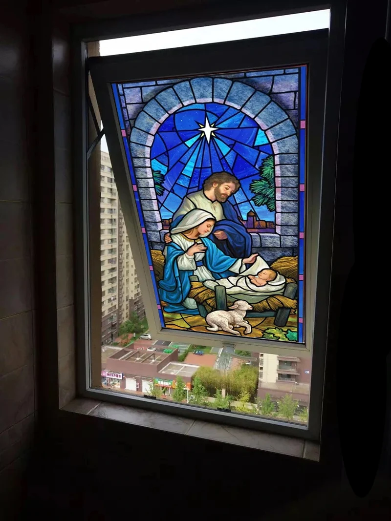 Оконные пленки нестандартного размера с изображением дня рождения Иисуса Христа