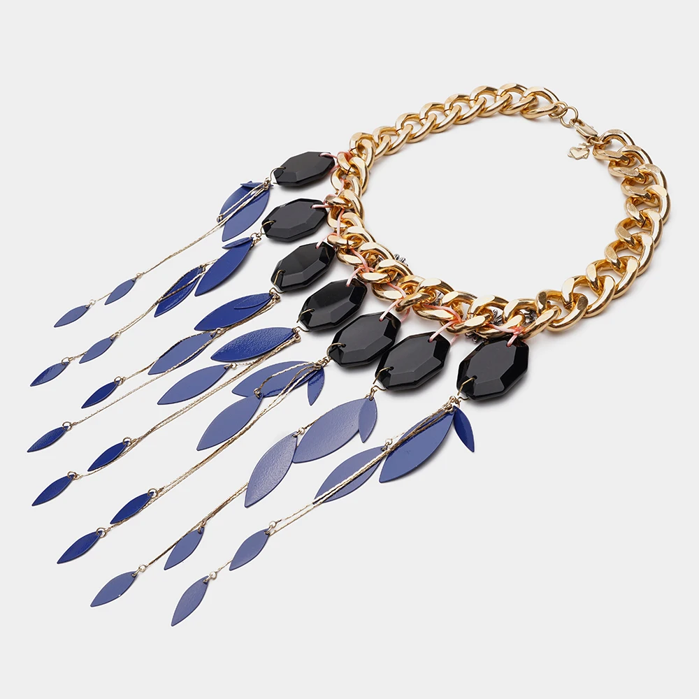 Ожерелье-цепочка женское с акриловой кисточкой J41 | Украшения и аксессуары