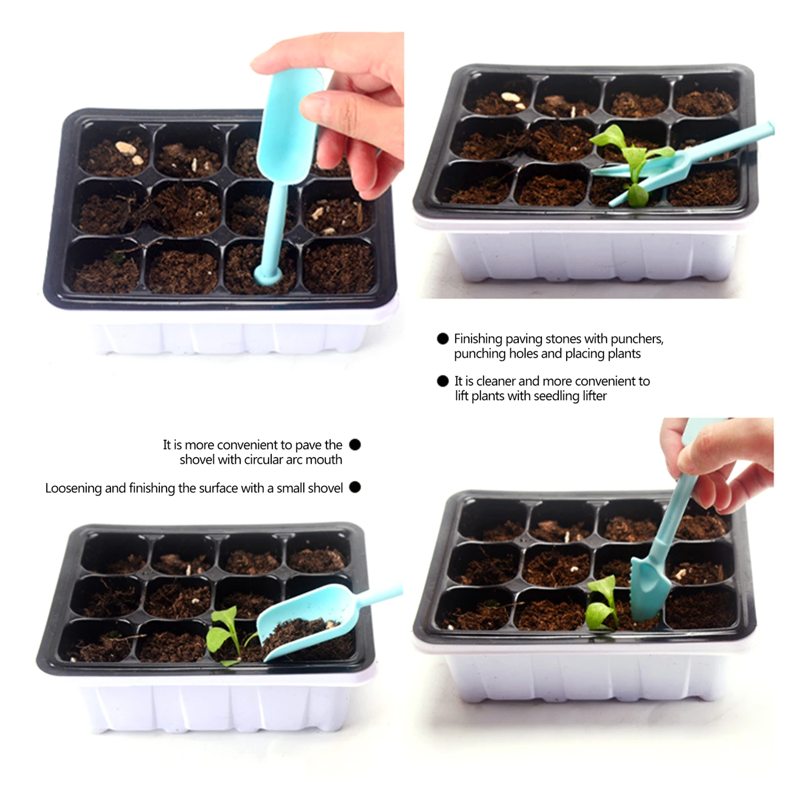 

10 Pack Seed Starter Tray Kit Humidity Adjustable Plant Greenhouse Germination Trays with Dome and Base Plant Tags Hand Tool Kit