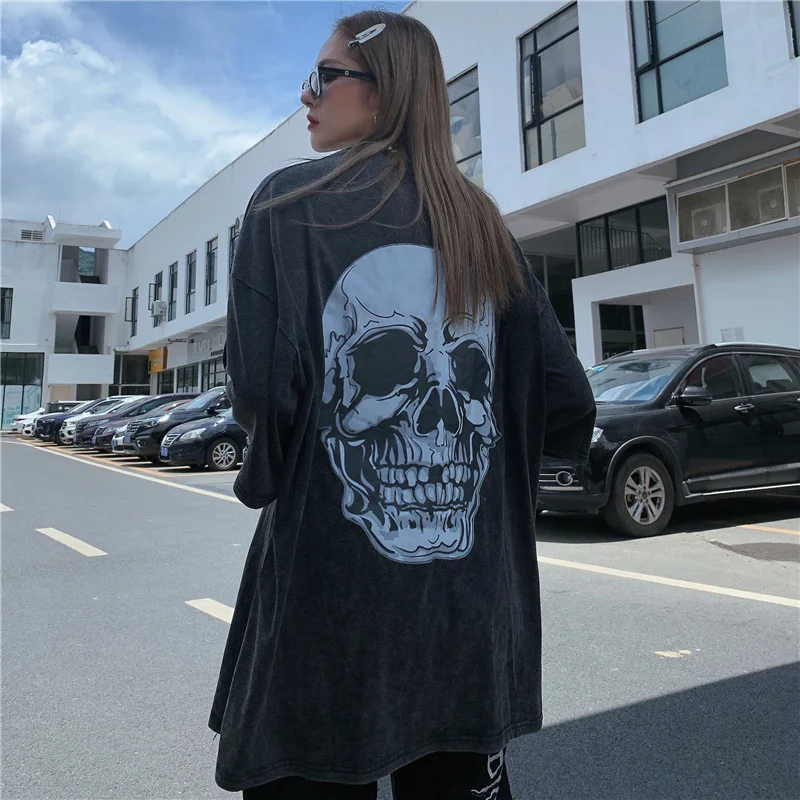 

Oversized Skull Graphic Summer T Shirt for Men Women Vintage Tee Tops Goth Gothic Clothes Alt Emo Horror Clothing Tshirt