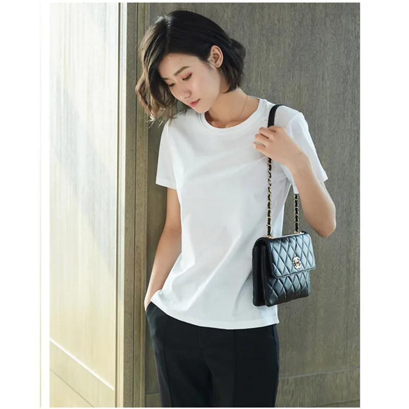 Белая футболка женская тонкая с коротким рукавом нижняя рубашка летняя