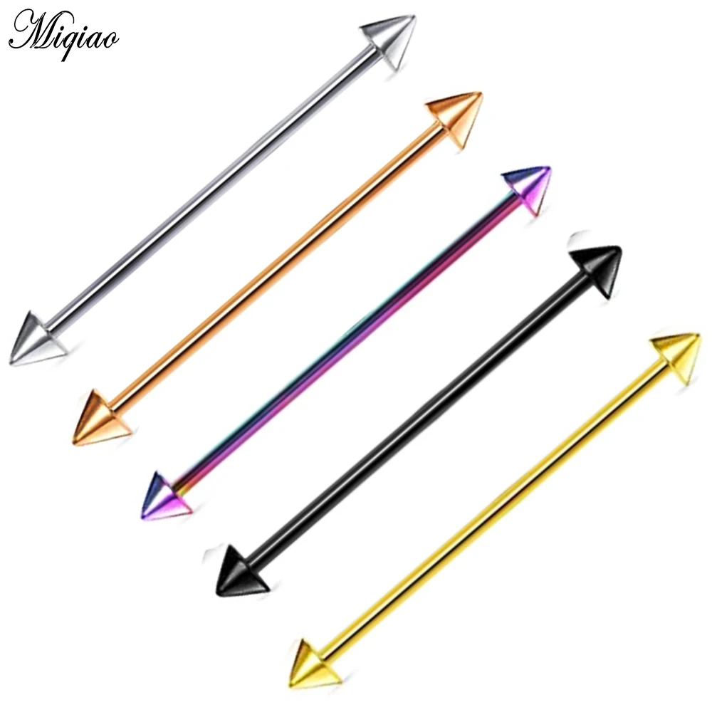 

Miqiao 2pcs Fashion New Stainless Steel Pointed Cone Long Rod Earrings Exquisite Body Piercing Jewelry