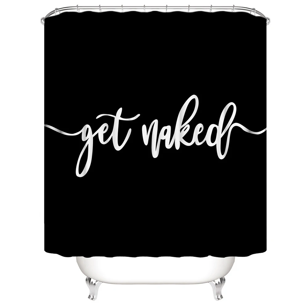 get naked bathroom shower curtain with mat sets letter print 4 piece set non slip rug toilet cover bath mat pad free global shipping