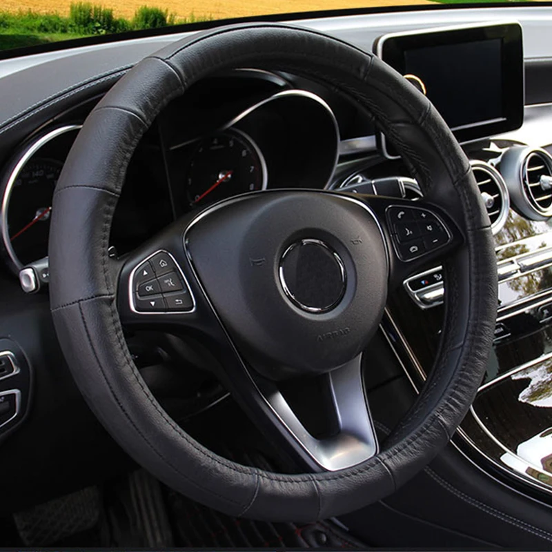 

Car Steering Wheel Covers Shoulder Protection Shell Skidproof Cowhide Multi-Color Non-Slip Auto Steering Wheel Protector