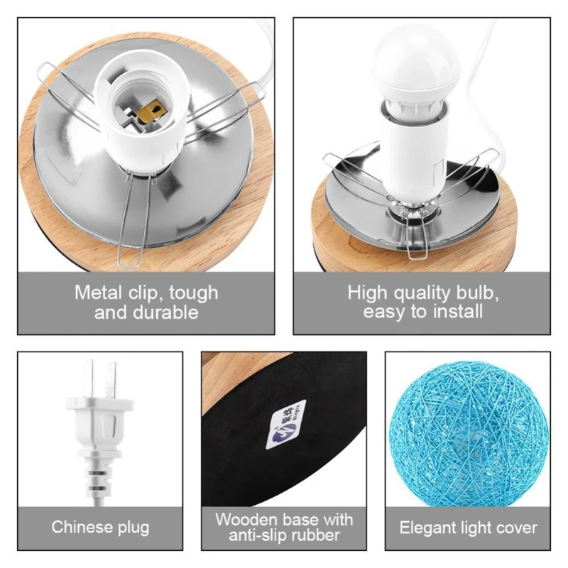 Настольная лампа регулируемая ротанговая Пальма клубок светодиодный настольный