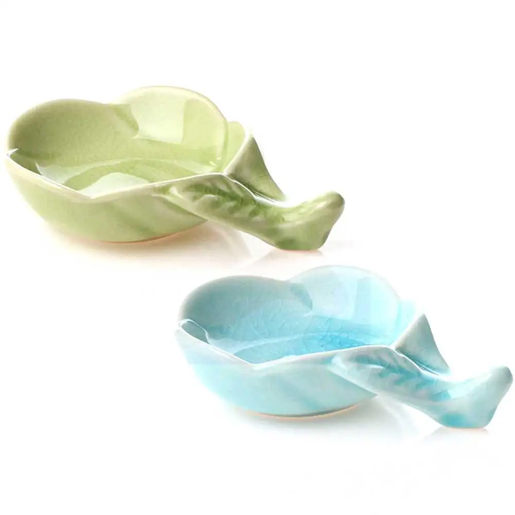 Керамическая тарелка для соуса в форме листьев сливы стойка палочек еды мозаика