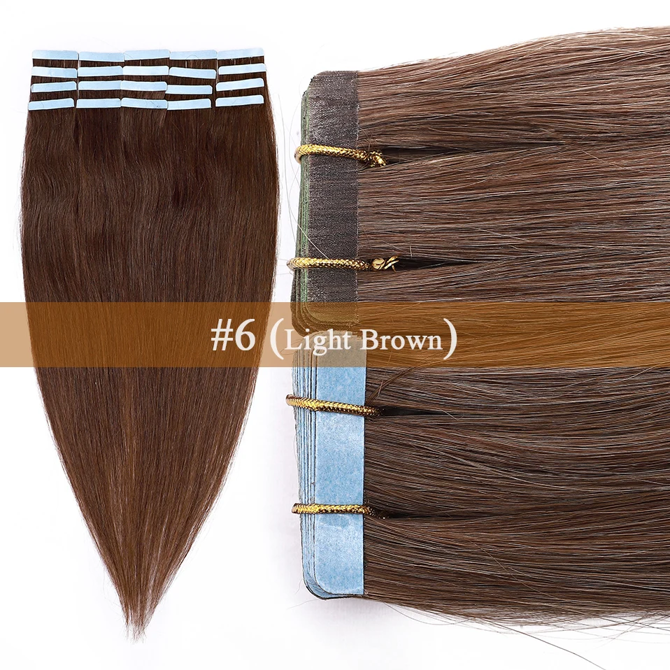 Fita em Extensões de Cabelo Humano em Linha Reta sem Emenda Cola na Extensão do Cabelo S-noilite Polegada - pc Remy Invisível Lados Dobro 16 2.5 g 13 Apliques e perucas