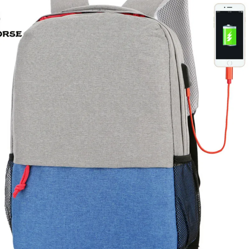 blue no zipper Осенний мужской и wo мужской рюкзак, USB зарядка, сумка через плечо для ноутбука, нейлоновый рюкзак для путешествий, школьный рюкзак для студентов - Цвет: blue no zipper