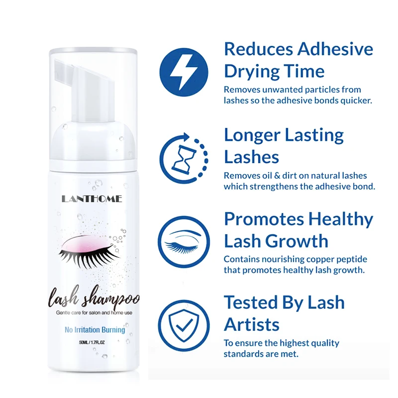 

10sets 50ml Lash Shampoo Kit eyelash extension cleaning for lash lift eyelash glue Foam Pump Design No Stimulation Makeup Clean