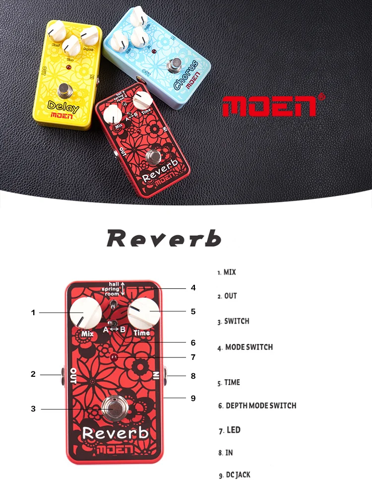Акустическая гитара Выделенные эффекты Stompbox педаль выделенный Moen мульти