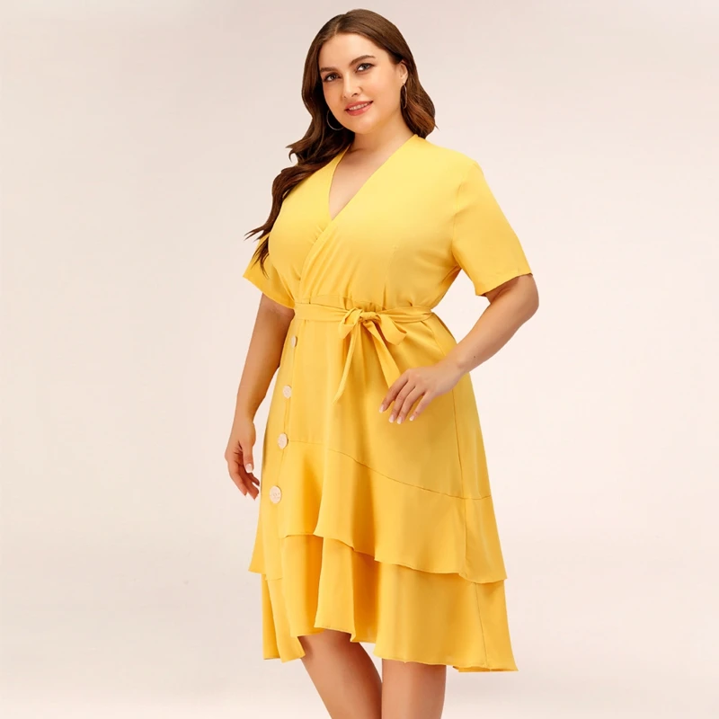 Женское летнее платье с коротким рукавом большие размеры|Женские платья| |