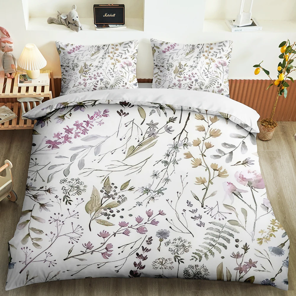 

Custom 3D Print Spring Plant Leaves Bedroom Decor Simple Modern Bedding Set Queen King Single Soft Pillowcase Duvet Cover Set