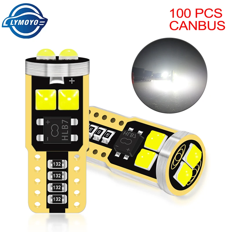 

100 ПК с can-bus T10 светодиодный W5W светодиодный автомобильный светильник 3030 6SMD клиновая лампа света 168 501 2825 авто интерьер настольная лампа купол парковка светильник