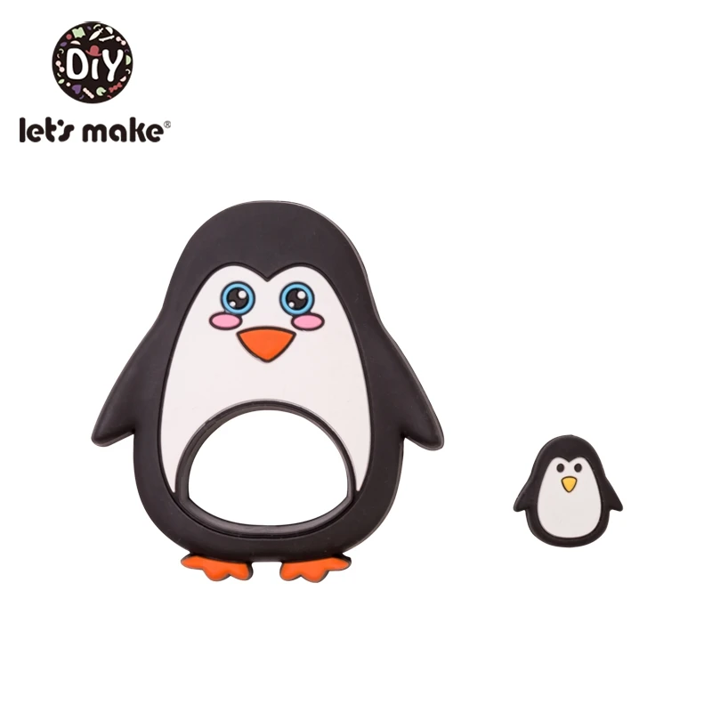 penguin2 Let's Make 2 шт./компл. силиконовый Прорезыватель для зубов малышей игрушки Diy Аксессуары для колясок для соски с цепочкой, Еда Класс игрушки Детский Прорезыватель для зубов - Цвет: penguin2