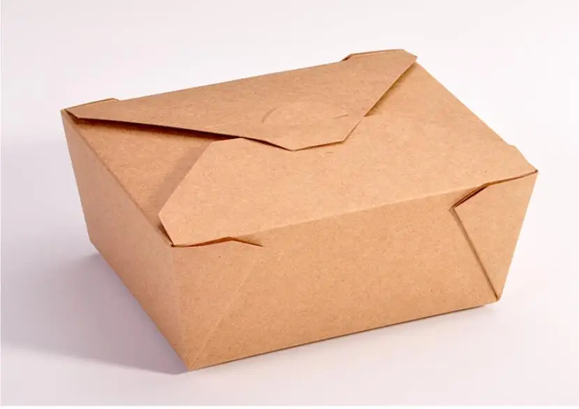 100 шт. одноразовая коробка для еды на вынос из крафт бумаги утолщенная bento
