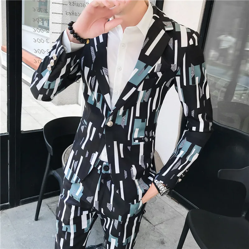 Мужской костюм со штанами комплект из 2 предметов сценический дизайн модное