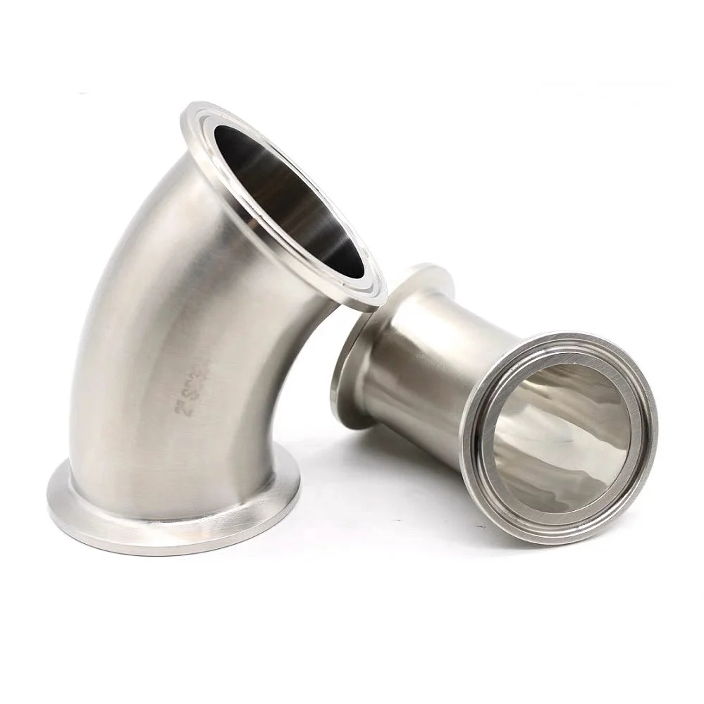 

3/4-4 дюйма (19-102 мм) три зажима 1,5 дюйма, 2 дюйма, 2,5 дюйма, 3 дюйма, 3,5 дюйма, 4 дюйма, Колено 45 градусов, SUS304 санитарный соединитель для труб из нержа...