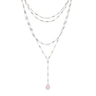 Многослойное ожерелье в богемном стиле из натурального сломанного камня, новая мода, Очаровательная Геометрическая подвеска из розового кварца для женщин и девушек