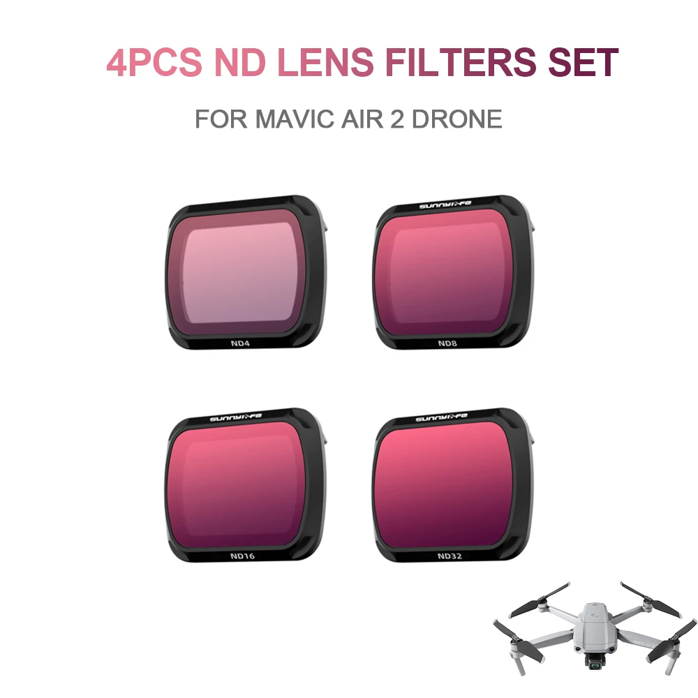 

for DJI Mavic Air 2 Drone 4pcs ND Lens Filter Set ND4 ND8 ND16 ND32 Filter Combo Multi-Coated Filters Camera Lens Parts