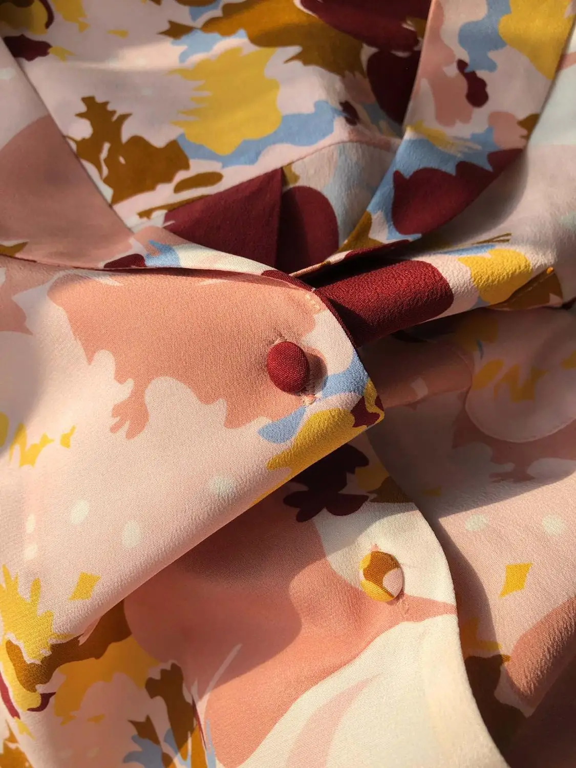 

100% Silk Brand Fashion Women Luxury Vintage elegant Romantic Oil Paint Printed Pockets Loose Silk Long-Sleeved Shirt Blouse