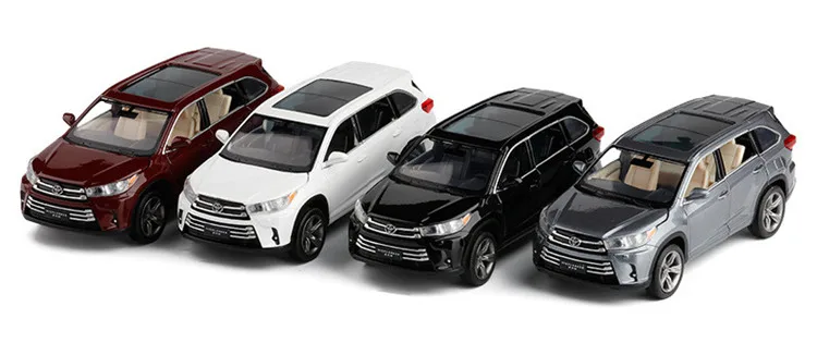 Изысканный 1:32 Toyota Highlander SUV модель из сплава, имитация литья под давлением звук и светильник, игрушка для мальчика в подарок