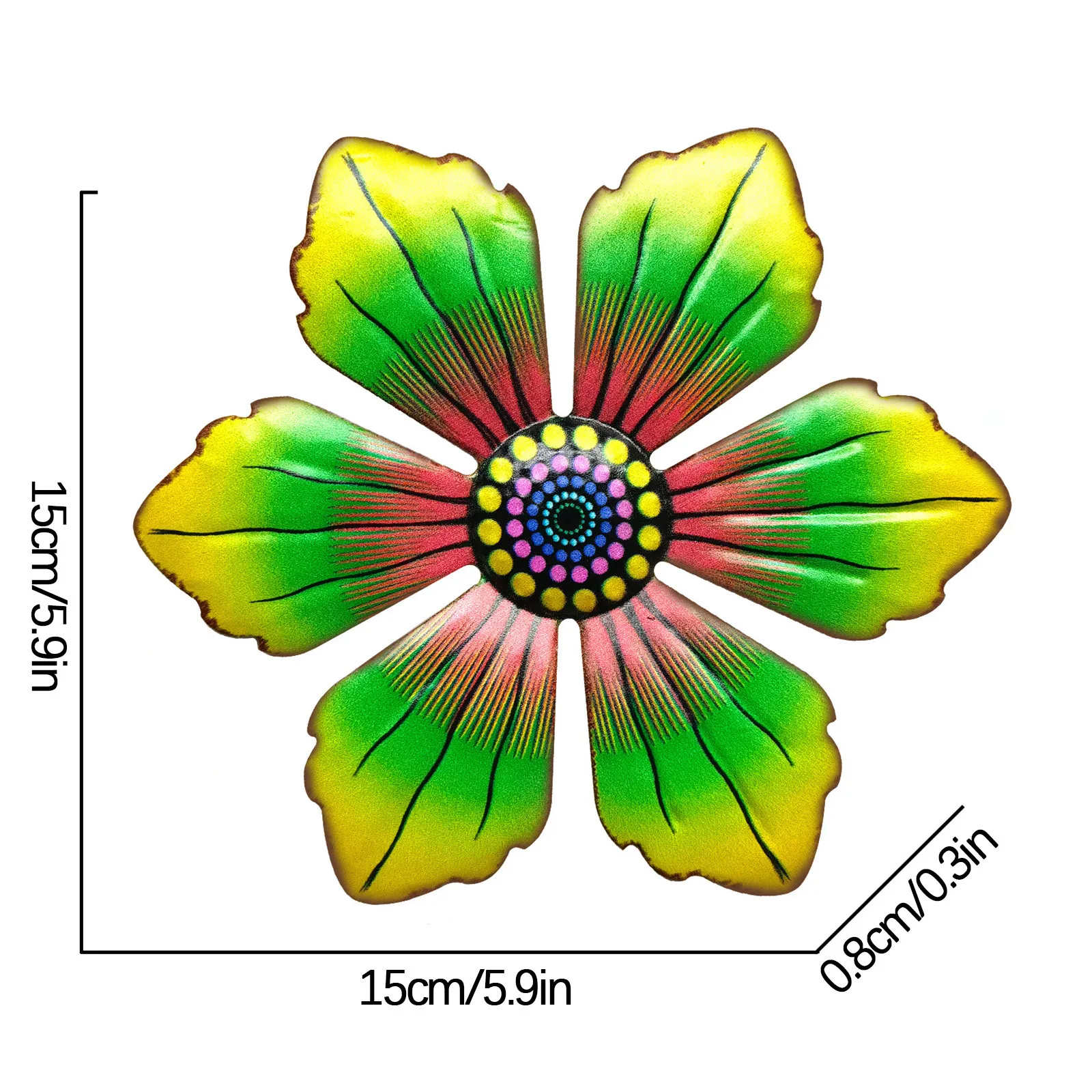 

Figurines & Miniatures Metal Flower Colorful Art Wall Sculptures For Home Outdoor Indoor Decoration