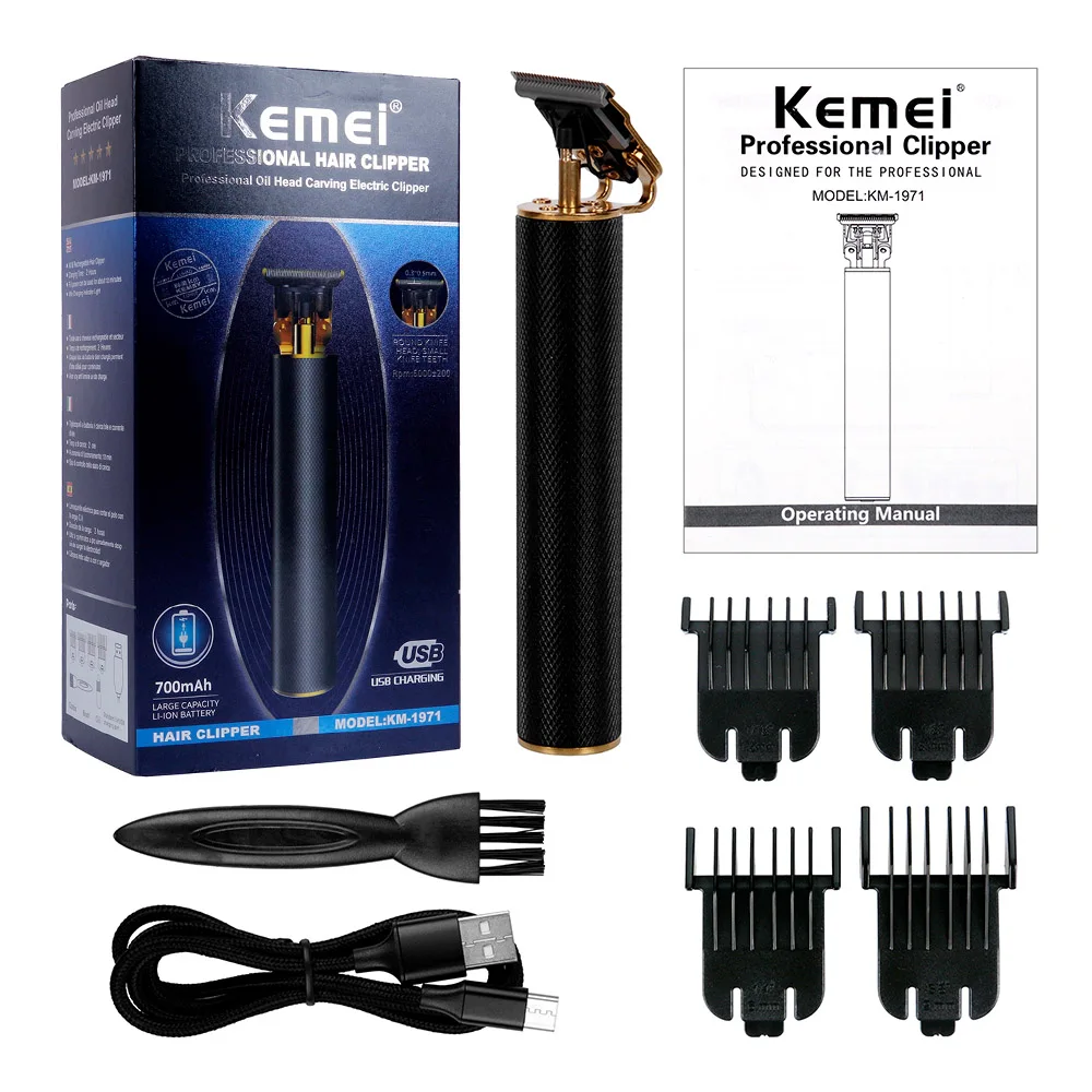 

Kemei KM-1971 Pro Li T-Outliner Skeleton Heavy Hitter Cordless Trimmer Men 0mm Baldheaded Hair Clipper Hair Cutting Machine