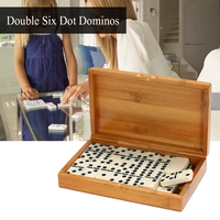 double six dominoes set entertainment recreational travel game blocks wooden building learning educational toy dot dominoes