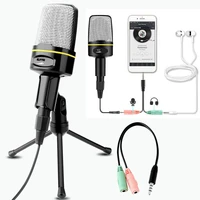 3 5mm plug condenser microphone home office desktop stand stereo mic for pc video chatting gaming recording phone singing mic