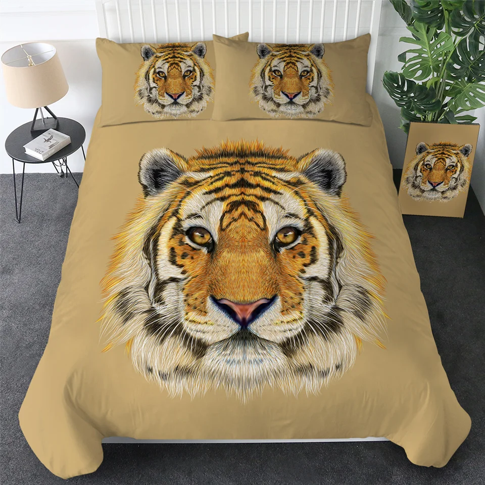 Постельные принадлежности Outlet Tiger комплект детской кровати King акварельный пододеяльник дикие животные домашний текстиль черный белый постельное белье роскошный комплект постельного белья