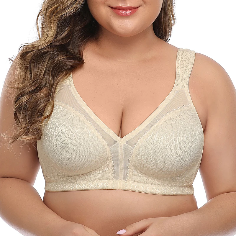 Большой бюстгальтер женский минимайзер размера плюс B C D DD DDD F G чашка Кружева Bralette