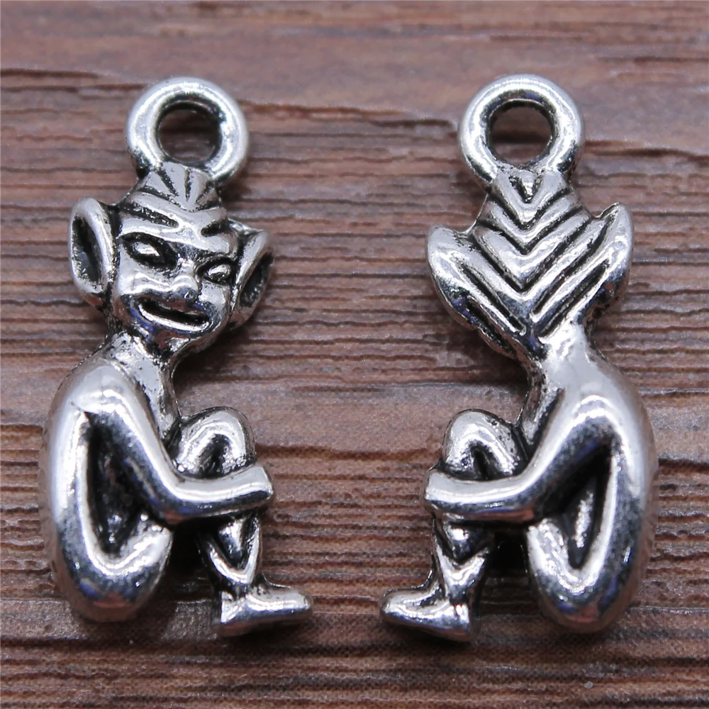 

WYSIWYG 5pcs 10x20mm Sitting Idol Charms Pendant DIY Jewelry Findings Antique Silver Color