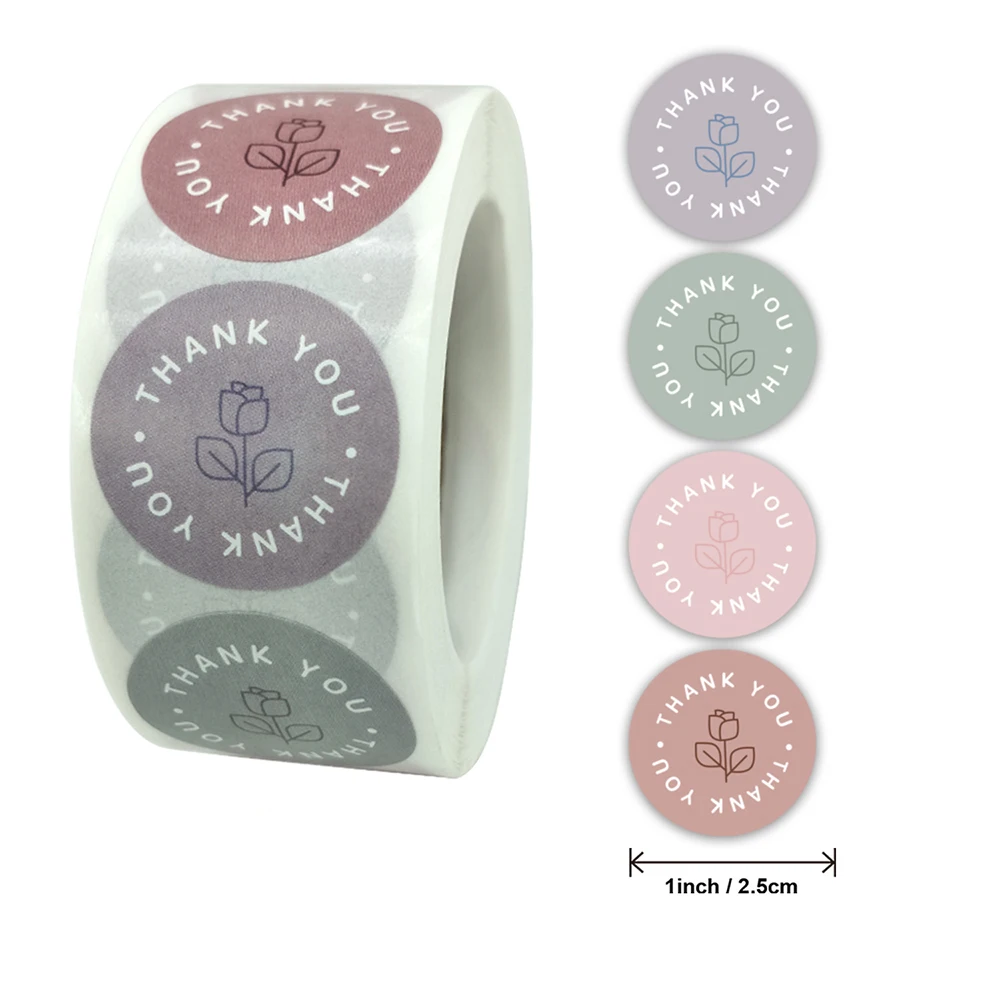

100/300/500pcs Retro Color Thank You Stickers kawaii Student Journal Decoration Label notebook Sticker gift box Sealing sticker