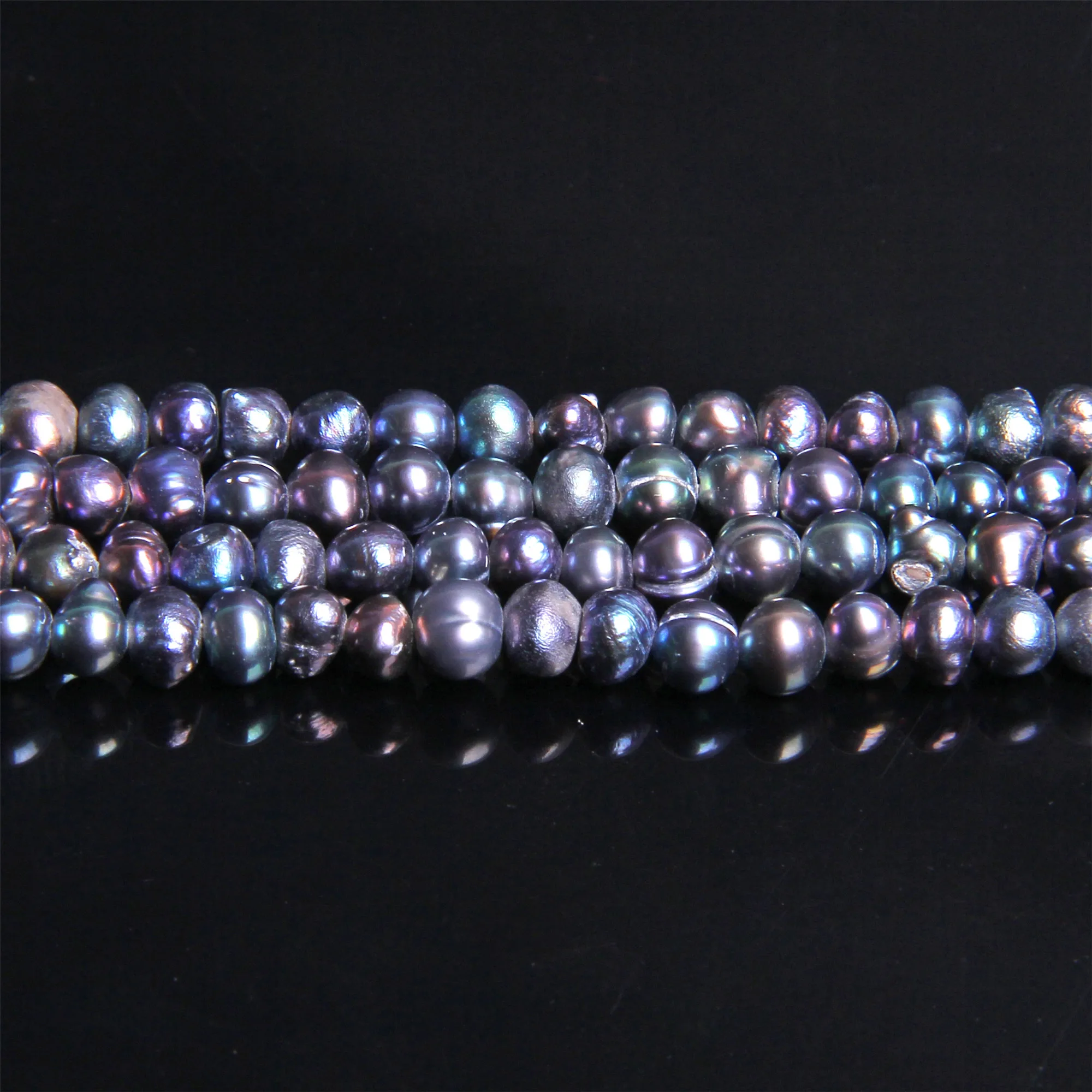 Свободная форма 4 мм натуральный пресноводный черный жемчуг в стиле барокко