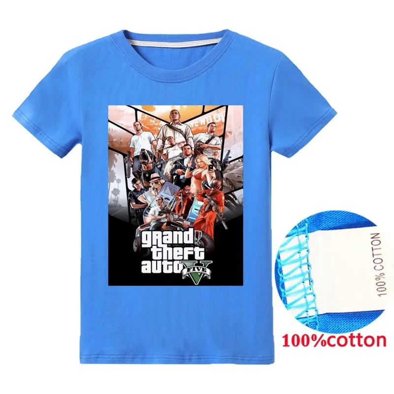 

Street Fight GTA 5 Kids Cartoon T Shirts Summer Children Clothing Cotton Baby Boys Clothes Girls Tops Tee Shirt Enfant