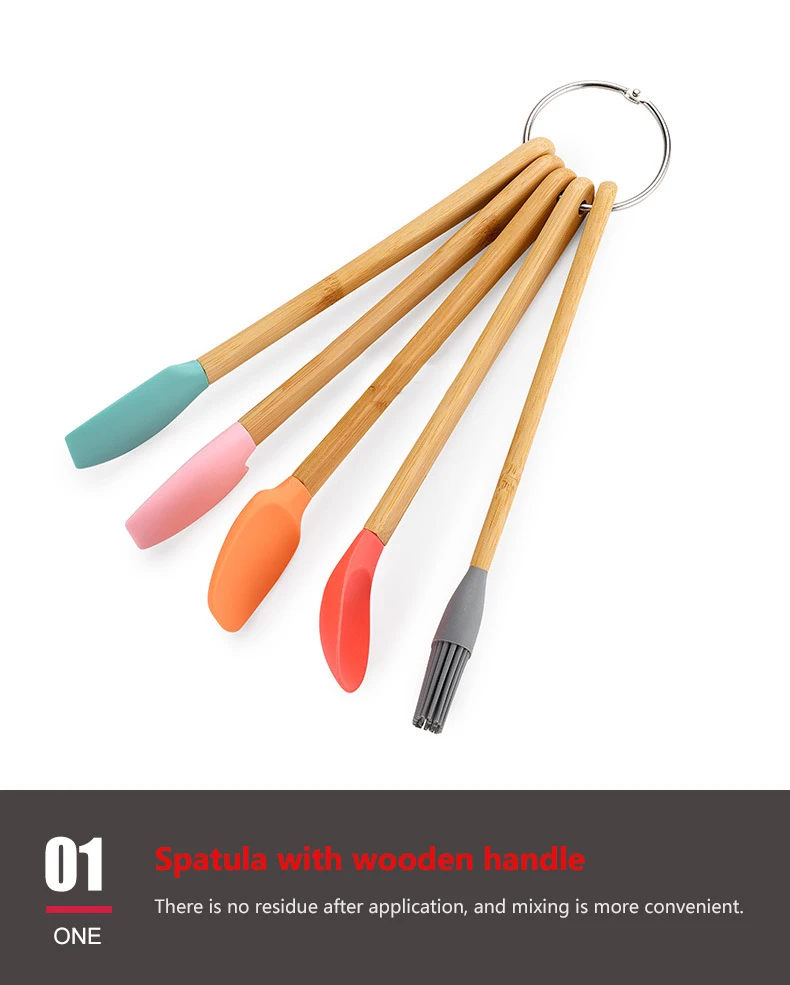 Мини-силиконовый шпатель из пяти предметов лопатка для торта силикона розовые