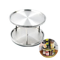 rotating shelf spice tray holder turntable 2 tier stainless steel 360 degree spinning spice rack holder for kitchen