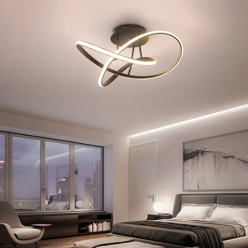 

Modern LED Chandelier Lighting Dining Living Room Bedroom Ceiling Chandeliers Creative Aluminum Home Lighting Brown Black