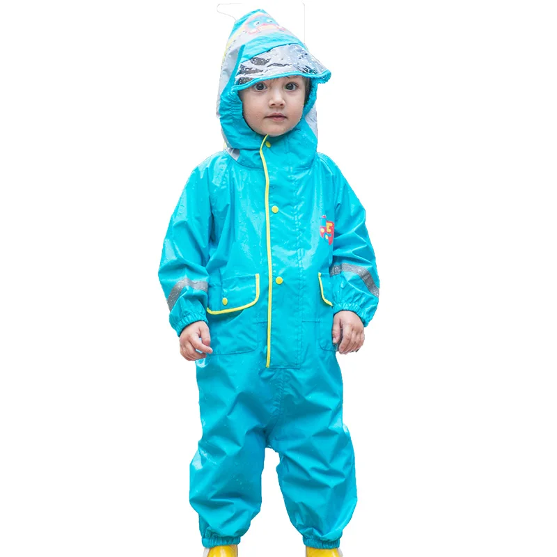 Children Raincoat Hooded Waterproof Yellow Kids Hiking Impermeable Outdoor Pocket Rain Jumpsuit Reusable MM60YY |
