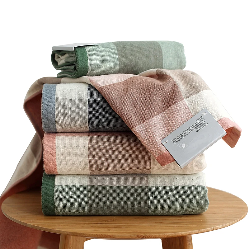 Хлопковое банное полотенце с рисунком решетки для взрослых быстросохнущее