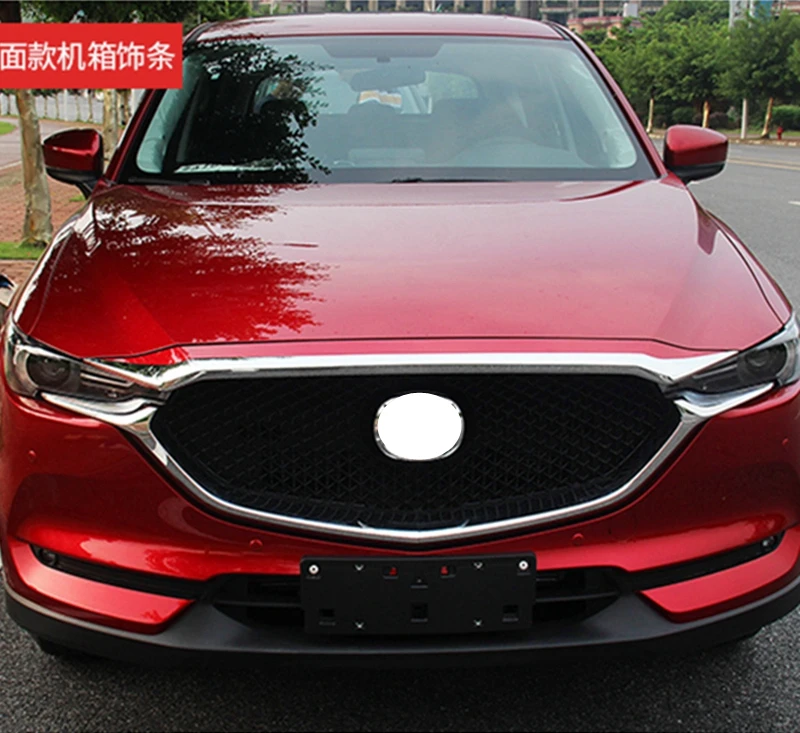 Для Mazda CX-5 CX5 ABS хромированная наружная передняя решетка двигателя, верхняя крышка капота, отделка автомобиля, 1 шт