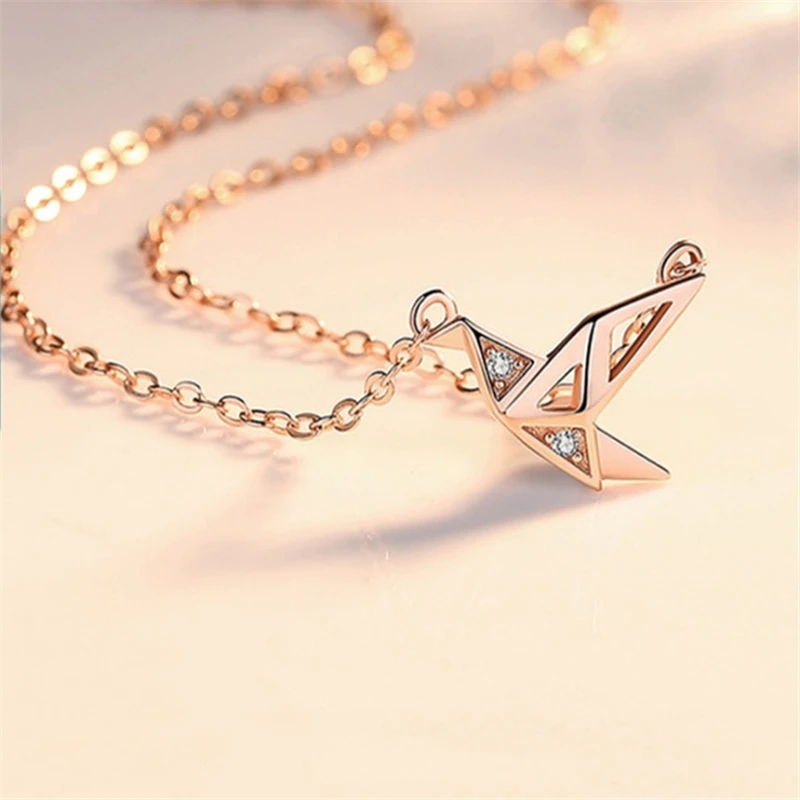 Модные элегантные голографические ожерелья цвета розового золота с бумажным