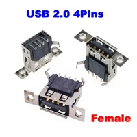 20 100pcs lot free shipping micro usb 2 0 female jack 4pins usb port dock connector tail charging socket with screw holes