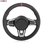 Прошитая вручную мягкая черная замша из натуральной кожи для Mazda чехол рулевого колеса автомобиля MX5 2016 2017 2018 2019