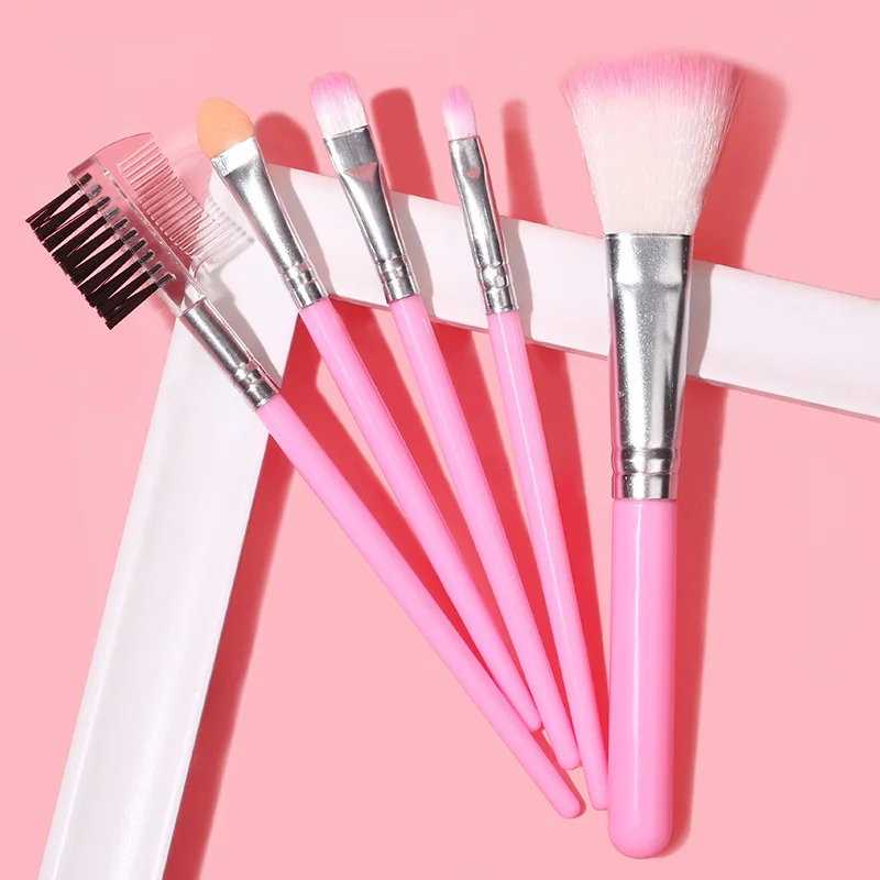 

Pink Cosmetic Brush 5-Piece Set Eyeshadow Blusher Dual Purpose Brush Concealer Eye Shadow Stick Professional Beauty Makeup Tool