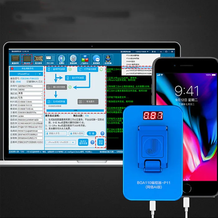 Программатор JC P11 BGA110 для iPhone 8/8P/X/XR/XS MAX 11 pro NAND Flash SYSCFG модификация и запись