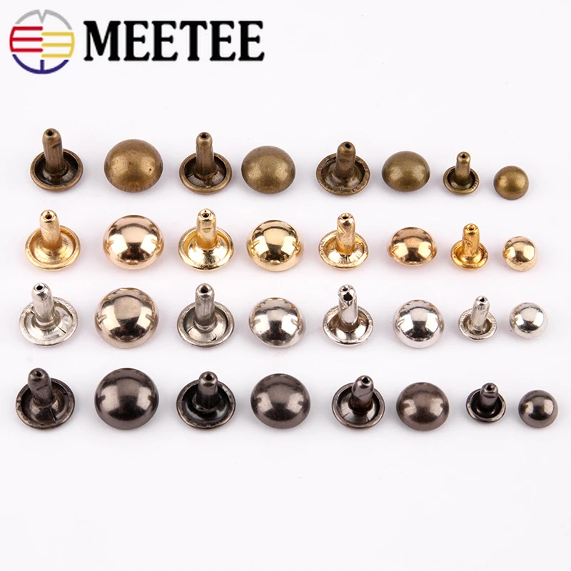 

Meetee 100sets 6/8/9/10mm Double-sided Mushroom Rivet Installation Nail Rivet Buckles DIY Luggage Clothing Decoration Accessory