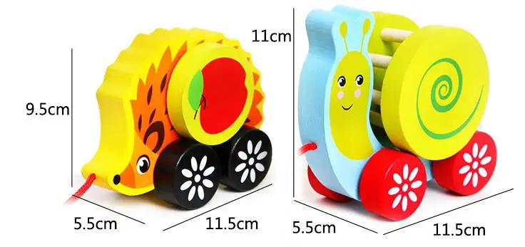 Деревянные блоки еж и искусство деревянные игрушки животных с шиной для детей