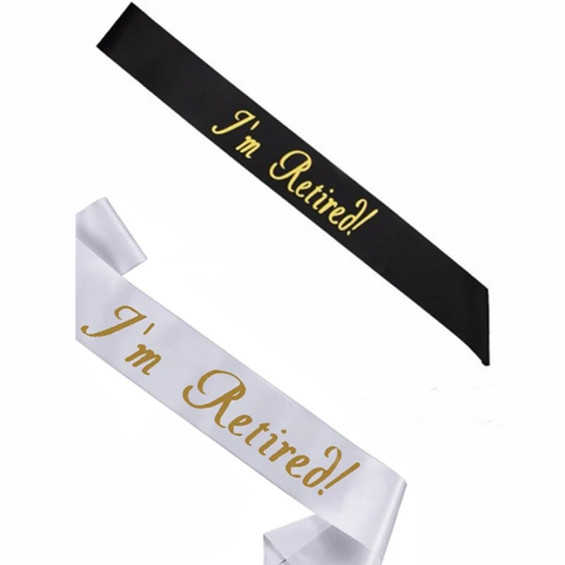 1 шт. черный и белый атлас с золотой печатью надписью я ушел поясом для Для женщин