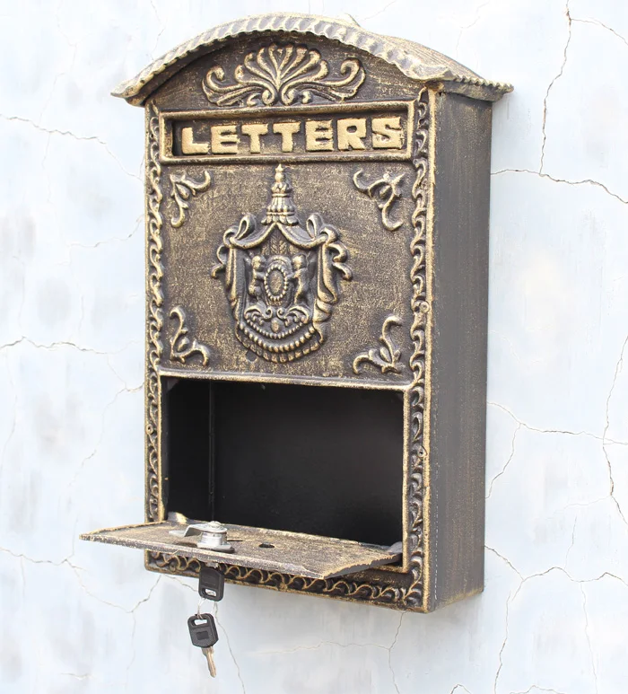 Литой алюминиевый почтовый ящик Postbox бронзовая рельефная отделка декор металлический почтовый ящик для домашнего магазина квартиры сада стены запираемый